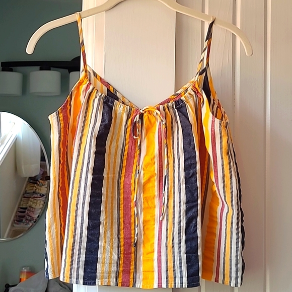 LOFT Petite Yellow Striped Boho Halter Top - Picture 3 of 5